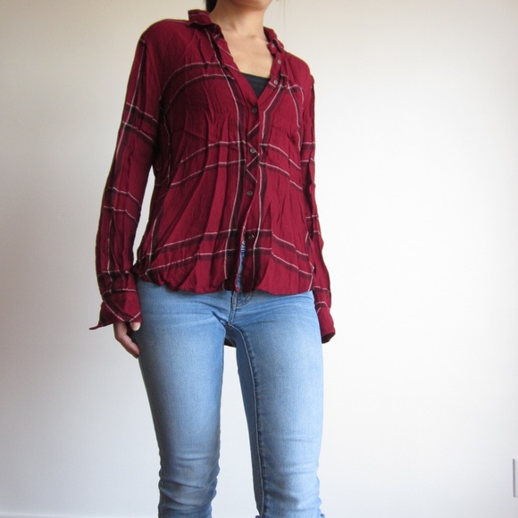RW & CO. - Red Plaid Blouse - Picture 2 of 6
